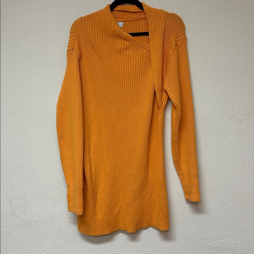 Free People Beach Women's Alba Orange Ribbed Sweater mini dress size S - Picture 2 of 4